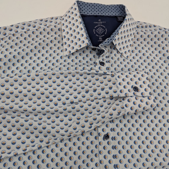 Con.Struct Other - Con.Struct Slim Fit Dress Shirt Geometric Print Long Sleeve XL Moisture Wicking